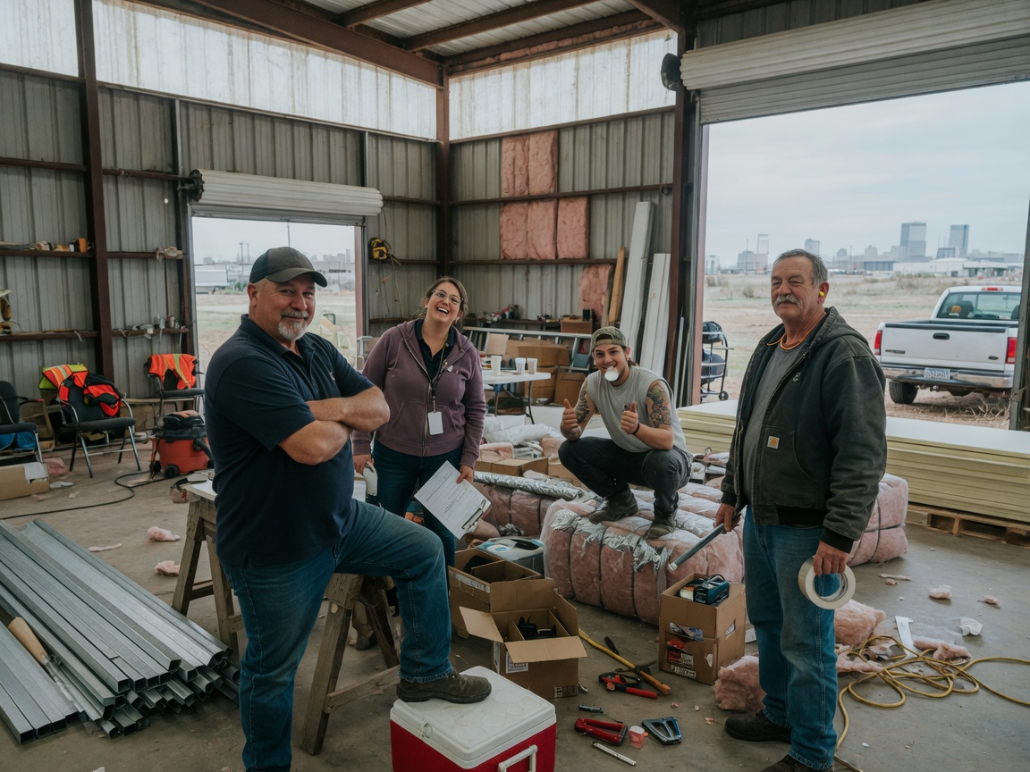 The Pole Barn Insulation Pros Tulsa team at work in Tulsa